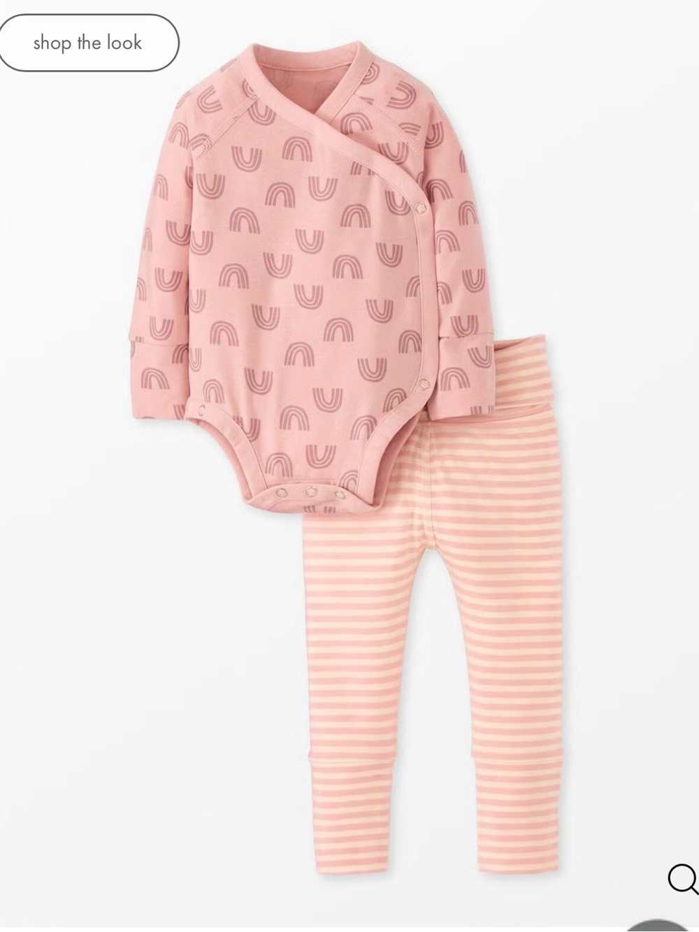 Hanna Anderson Baby Layette Wrap Top & Wiggle Pants Blush Rainbow Pink 0-3 Month